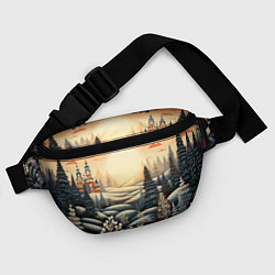 Поясная сумка Зимний предновогодний пейзаж, цвет: 3D-принт — фото 2