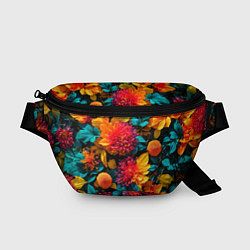 Поясная сумка Яркие шикарные цветы узор, цвет: 3D-принт