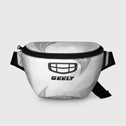 Поясная сумка Geely speed на светлом фоне со следами шин, цвет: 3D-принт