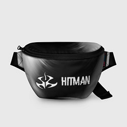 Поясная сумка Hitman glitch на темном фоне по-горизонтали, цвет: 3D-принт