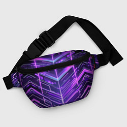 Поясная сумка Фиолетовые неон полосы киберпанк, цвет: 3D-принт — фото 2