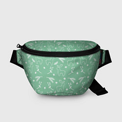 Поясная сумка Зеленый рождественский узор с оленями, цвет: 3D-принт