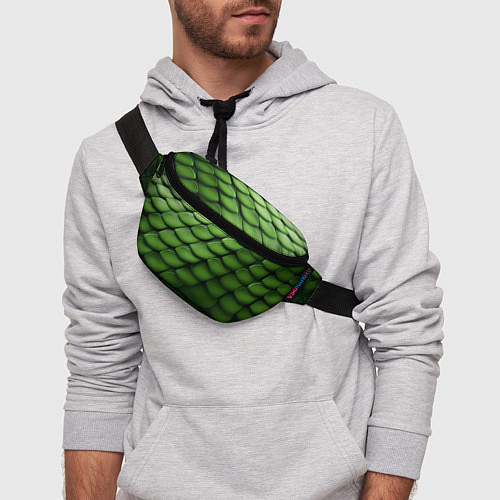 Поясная сумка Зеленая чешуя змеи / 3D-принт – фото 3