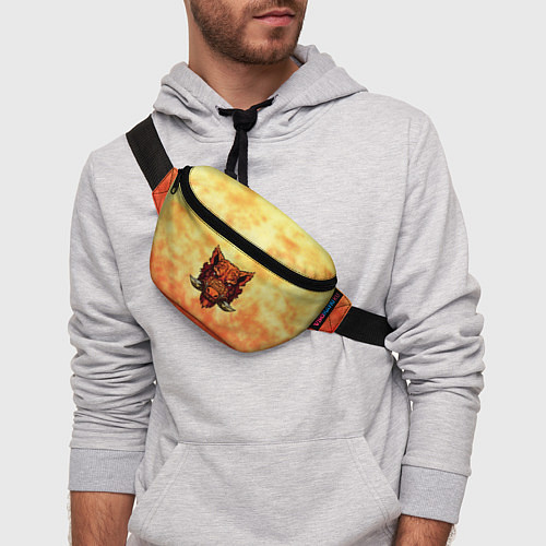 Поясная сумка Огненный дикий кабан на фоне пламени / 3D-принт – фото 3