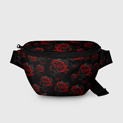 Поясная сумка Красные розы цветы, цвет: 3D-принт