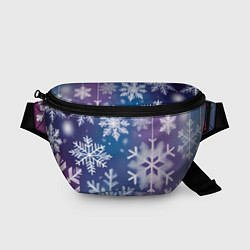 Поясная сумка Снежинки на фиолетово-синем фоне, цвет: 3D-принт