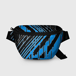 Поясная сумка Синие линии на чёрном фоне, цвет: 3D-принт