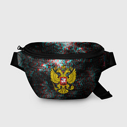 Поясная сумка Россия герб краски глитч, цвет: 3D-принт