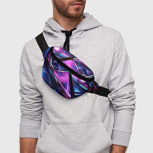 Поясная сумка Фиолетовые абстрактные треугольники / 3D-принт – фото 3