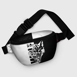 Поясная сумка Волк - чёрно белое, цвет: 3D-принт — фото 2