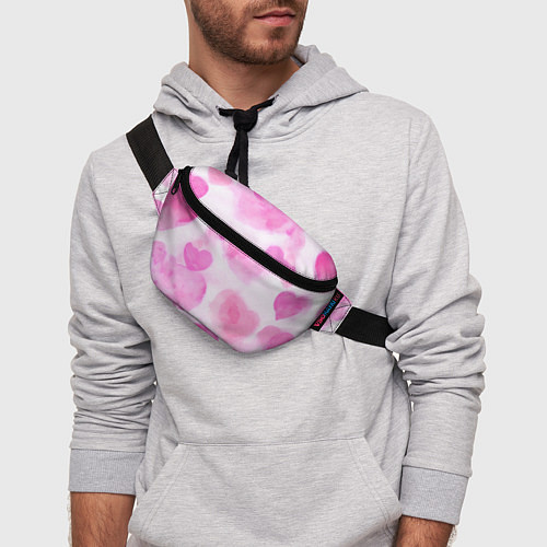 Поясная сумка Розовые сердечки акварель / 3D-принт – фото 3
