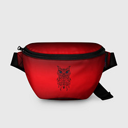 Поясная сумка Сова маркером на чёрно-красном, цвет: 3D-принт