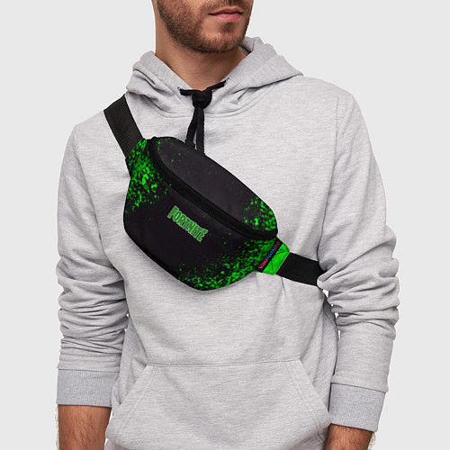 Поясная сумка Fortnite зеленый краски лого / 3D-принт – фото 3