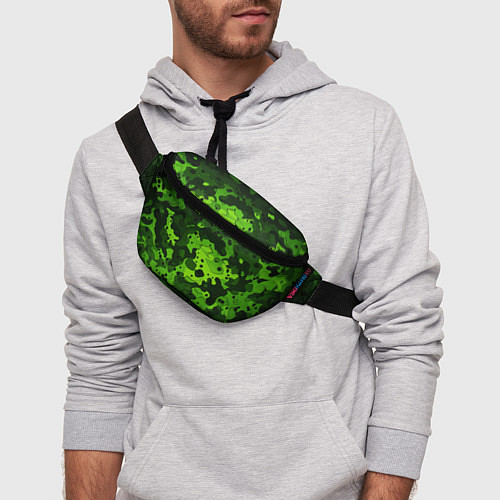 Поясная сумка Яркий неоновый зеленый камуфляж / 3D-принт – фото 3