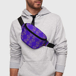 Поясная сумка Контурные цветы на фиолетовом фоне, цвет: 3D-принт — фото 2