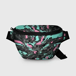 Поясная сумка Бирюзово-розовый камуфляж, цвет: 3D-принт