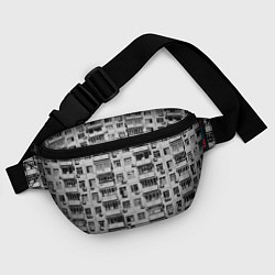 Поясная сумка Панелька в черно-белых тонах, цвет: 3D-принт — фото 2