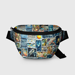 Поясная сумка Космические обитатели - пэчворк, цвет: 3D-принт