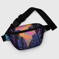 Поясная сумка Киберпанк город в стиле комиксов, цвет: 3D-принт — фото 2