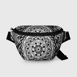 Поясная сумка Мандала зенарт чёрно-белая, цвет: 3D-принт