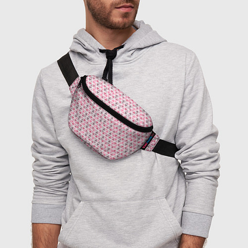 Поясная сумка Серо-розовый паттерн треугольники / 3D-принт – фото 3