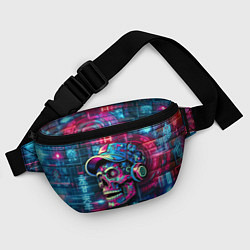 Поясная сумка Кибер чувак череп на фоне граффити - нейросеть, цвет: 3D-принт — фото 2