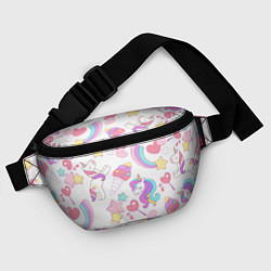 Поясная сумка Единорог мороженое радуга и звездочки, цвет: 3D-принт — фото 2