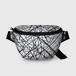 Поясная сумка Чёрные хаотичные линии на белом фоне, цвет: 3D-принт