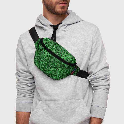 Поясная сумка Чёрно-зелёный абстрактный узор / 3D-принт – фото 3