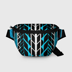 Поясная сумка Blue and white lines on a black background, цвет: 3D-принт