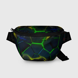 Поясная сумка Неоновые яркие зеленые плиты с желтым светом, цвет: 3D-принт