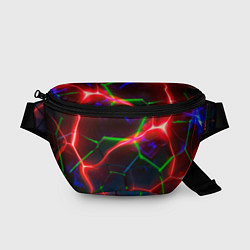 Поясная сумка Неоновые яркие зеленые плиты с красным светом, цвет: 3D-принт