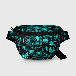 Поясная сумка Ведьмак неоновые логотипы, цвет: 3D-принт