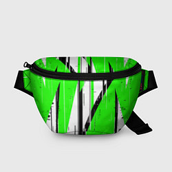 Поясная сумка Black and white vertical stripes on a green backgr