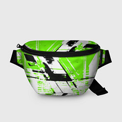 Поясная сумка Diagonal black and green stripes on a white backgr, цвет: 3D-принт