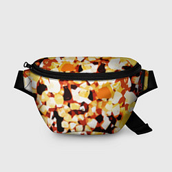 Поясная сумка Жёлто-белая абстракция на чёрном фоне