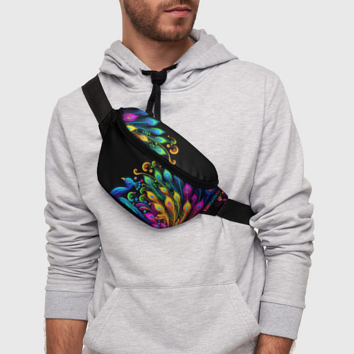 Поясная сумка Neon peacock - art / 3D-принт – фото 3