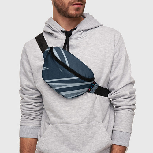 Поясная сумка Sport синий текстурный с полосами / 3D-принт – фото 3