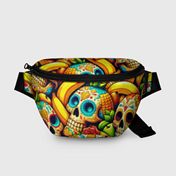 Поясная сумка Colorfull skulls and bananas - pop art pattern, цвет: 3D-принт