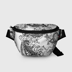 Поясная сумка Татуировка дракона на белом