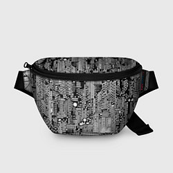 Поясная сумка Чёрно-белые абстракция точки полоски, цвет: 3D-принт