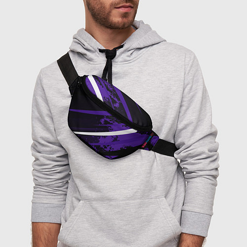 Поясная сумка Color black purple line / 3D-принт – фото 3