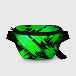 Поясная сумка Зеленые мазки краски на черном, цвет: 3D-принт