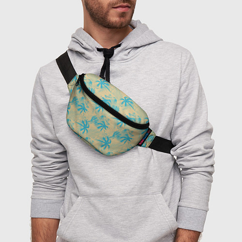Поясная сумка Palm light blue beige / 3D-принт – фото 3