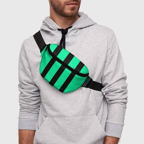 Поясная сумка Color turquoise black line / 3D-принт – фото 3