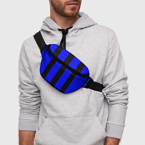 Поясная сумка Color blue black stripes / 3D-принт – фото 3