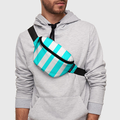 Поясная сумка Color light blue white lines / 3D-принт – фото 3