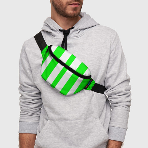 Поясная сумка Color light green white lines / 3D-принт – фото 3