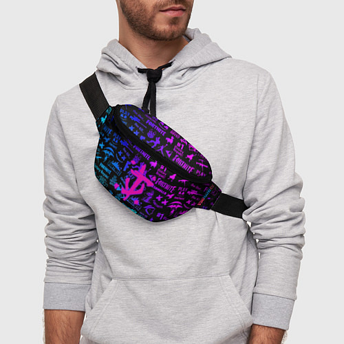 Поясная сумка Fortnite x doom neon logo / 3D-принт – фото 3