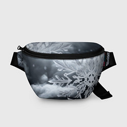 Поясная сумка Снежинка на черно белое